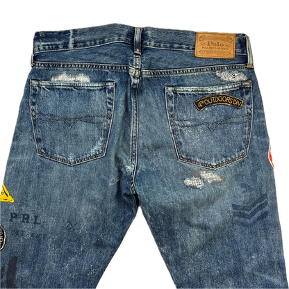 Polo Ralph Lauren Sullivan Slim Jeans Mountain Expedition Patch Distressed - 31x32