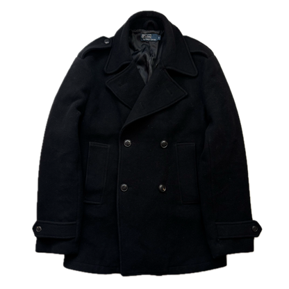 Polo Ralph Lauren Black Double Breasted Pea Coat (Wool) - S