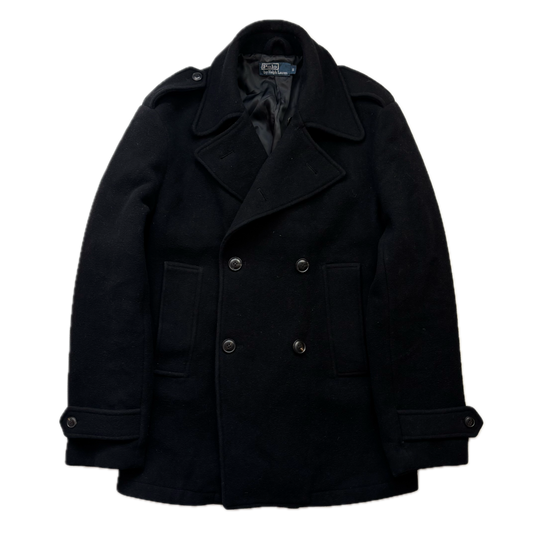 Polo Ralph Lauren Black Double Breasted Pea Coat (Wool) - S