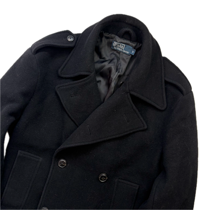 Polo Ralph Lauren Black Double Breasted Pea Coat (Wool) - S