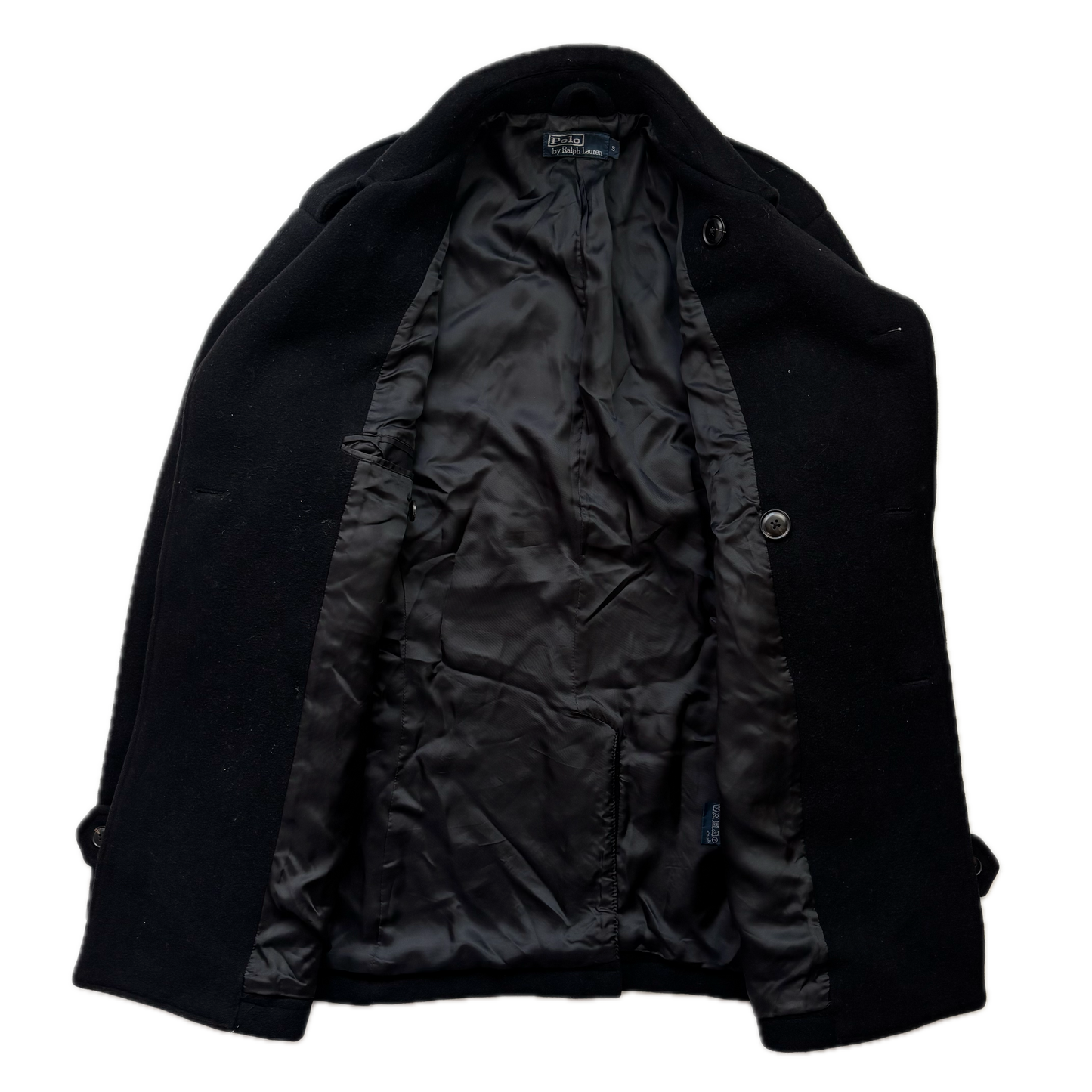 Polo Ralph Lauren Black Double Breasted Pea Coat (Wool) - S