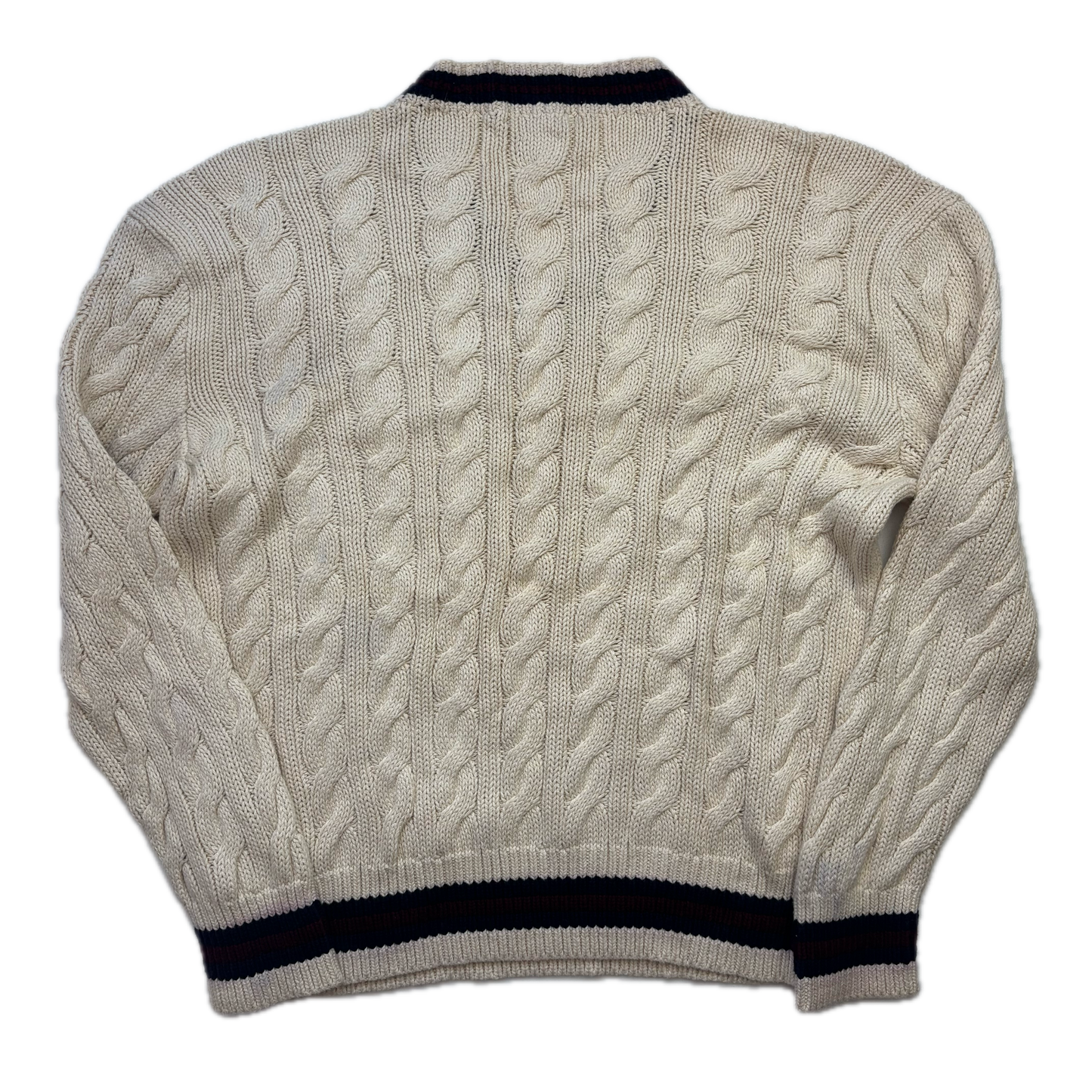 Polo Ralph Lauren Cream Cricket Jumper Tennis Cableknit - XXL