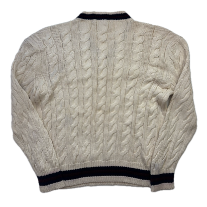 Polo Ralph Lauren Cream Cricket Jumper Tennis Cableknit - XXL