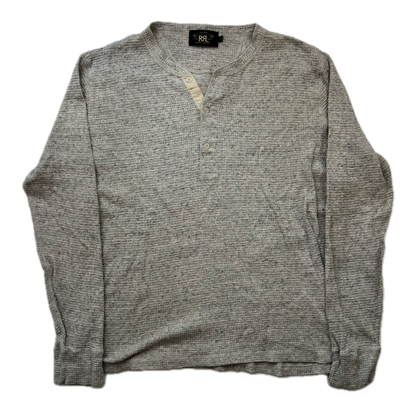 RRL Ralph Lauren Grey Waffle Knit Henley Shirt - XL