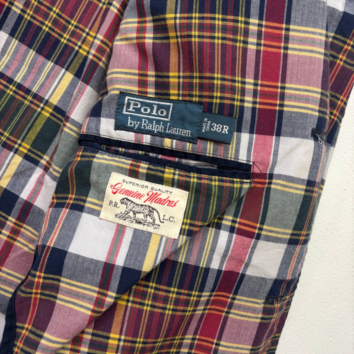 Polo Ralph Lauren Madras Plaid Blazer Sports Jacket (Cotton) -38R