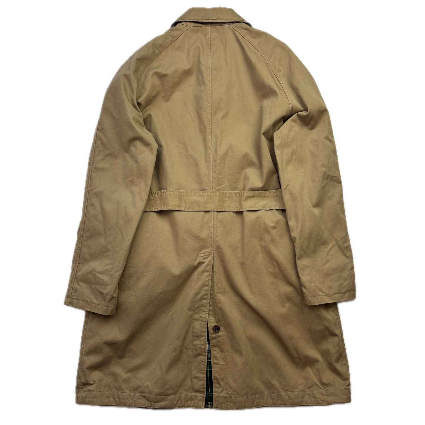 Polo Ralph Lauren Reversible Balmacaan Belted Trench Coat Beige Plaid -  L