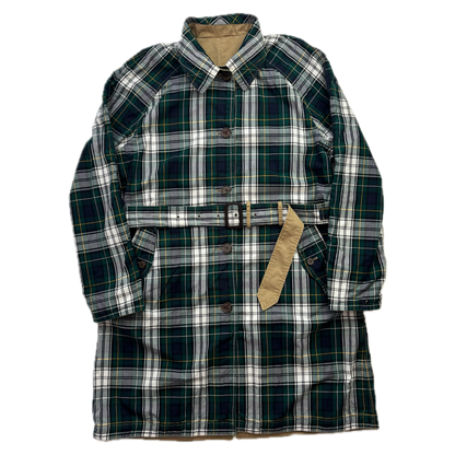 Polo Ralph Lauren Reversible Balmacaan Belted Trench Coat Beige Plaid -  L