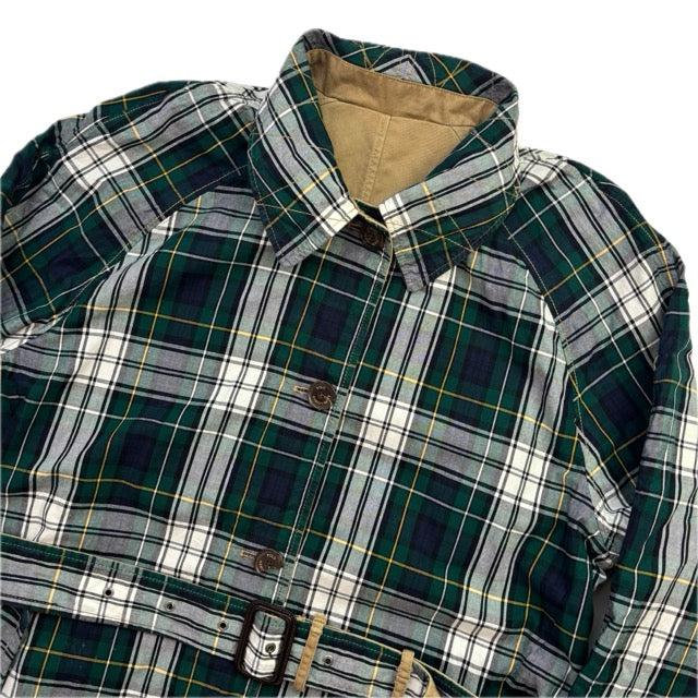 Polo Ralph Lauren Reversible Balmacaan Belted Trench Coat Beige Plaid -  L
