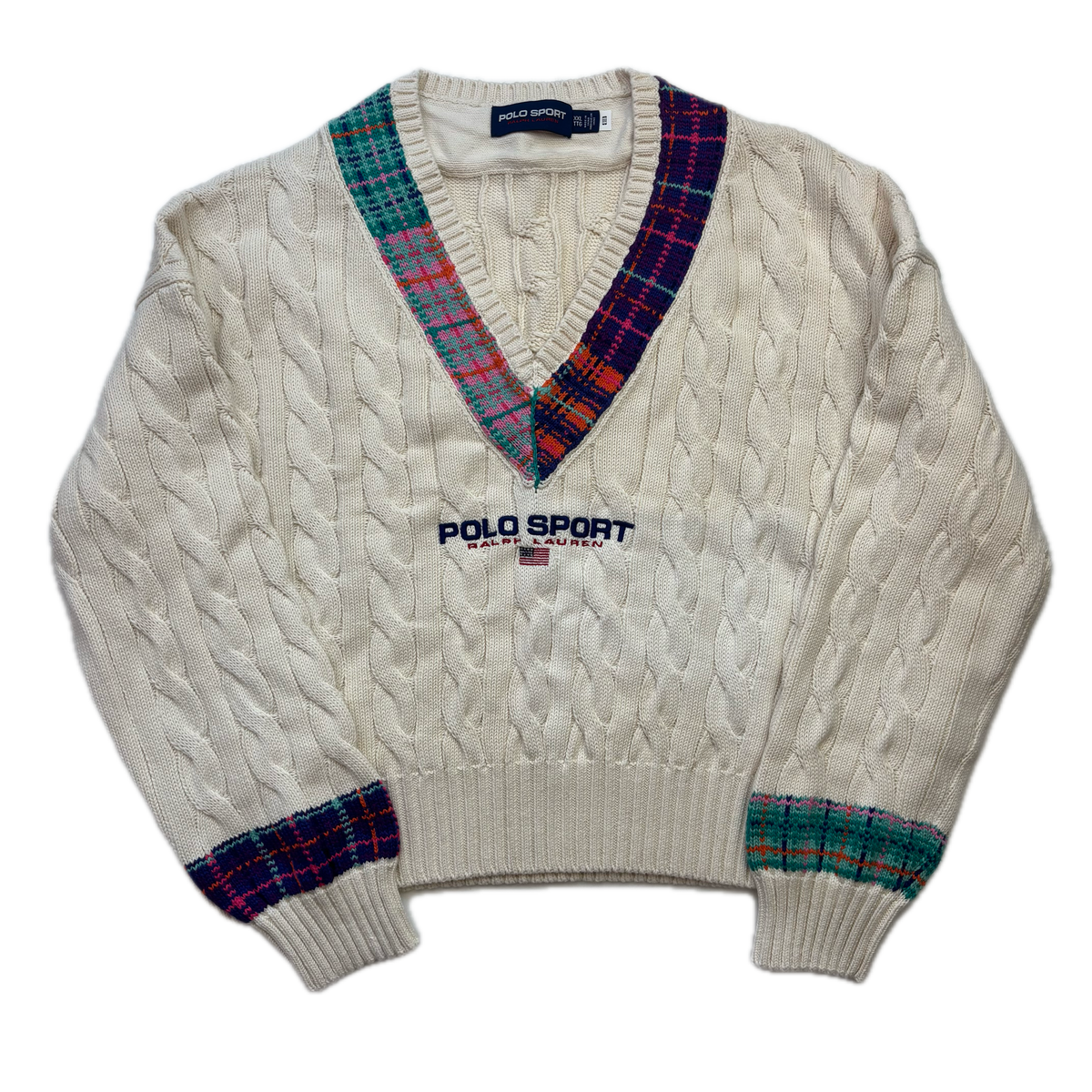 Polo Sport Tartan Cricket Jumper Tennis Cableknit (Cotton) - XXL