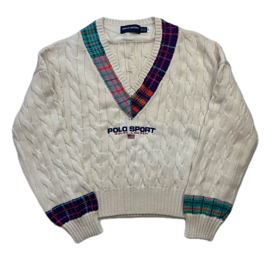 Polo Sport Tartan Cricket Jumper Tennis Cableknit (Cotton) - XXL