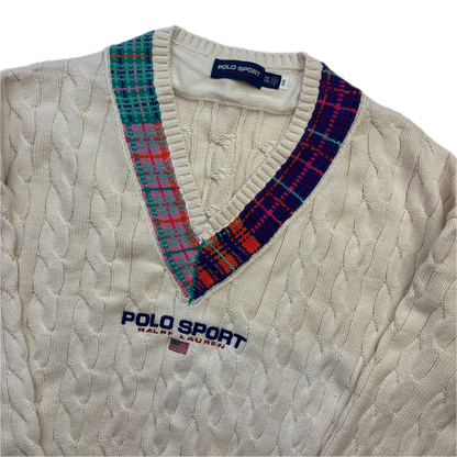 Polo Sport Tartan Cricket Jumper Tennis Cableknit (Cotton) - XXL