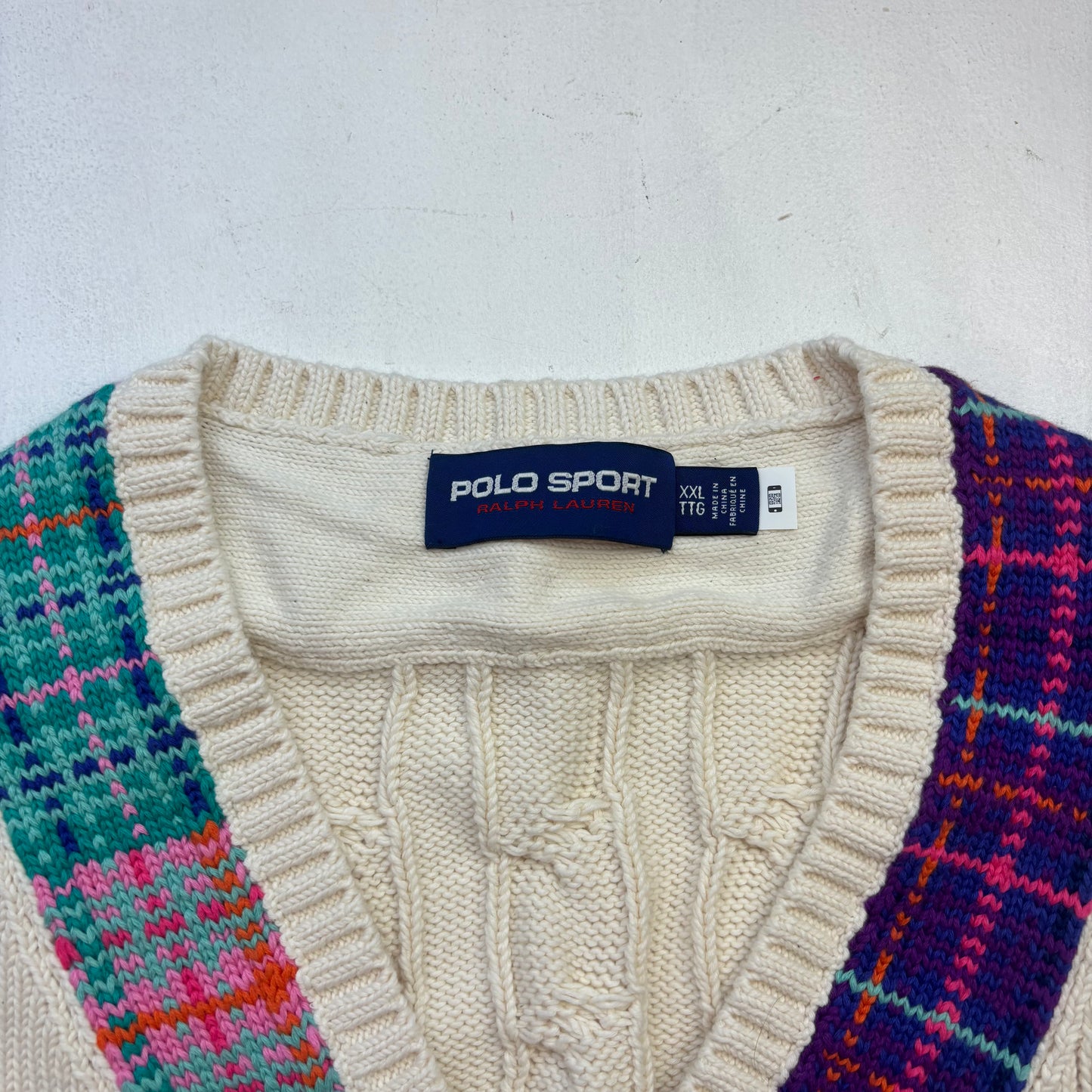 Polo Sport Tartan Cricket Jumper Tennis Cableknit (Cotton) - XXL
