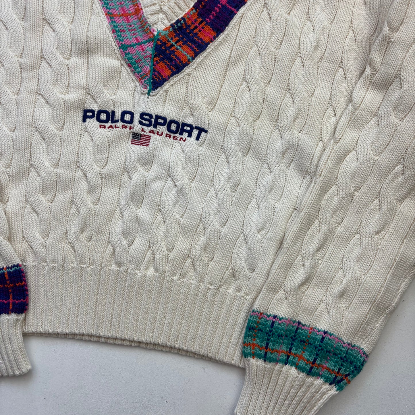 Polo Sport Tartan Cricket Jumper Tennis Cableknit (Cotton) - XXL
