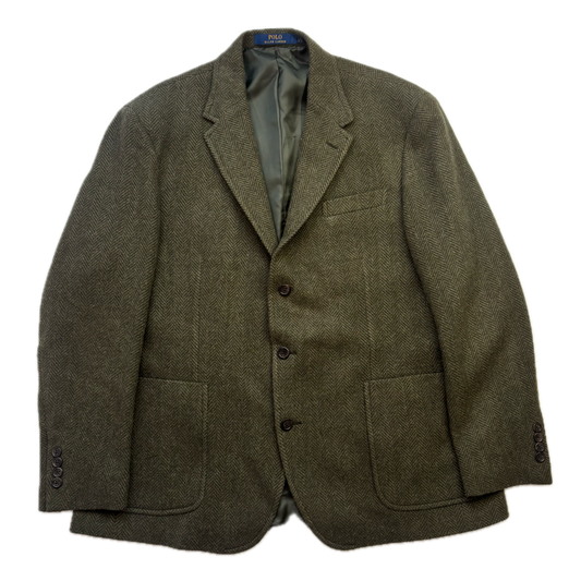 Polo Ralph Lauren Green Herringbone Blazer Sports Coat (Wool Blend) - 46R