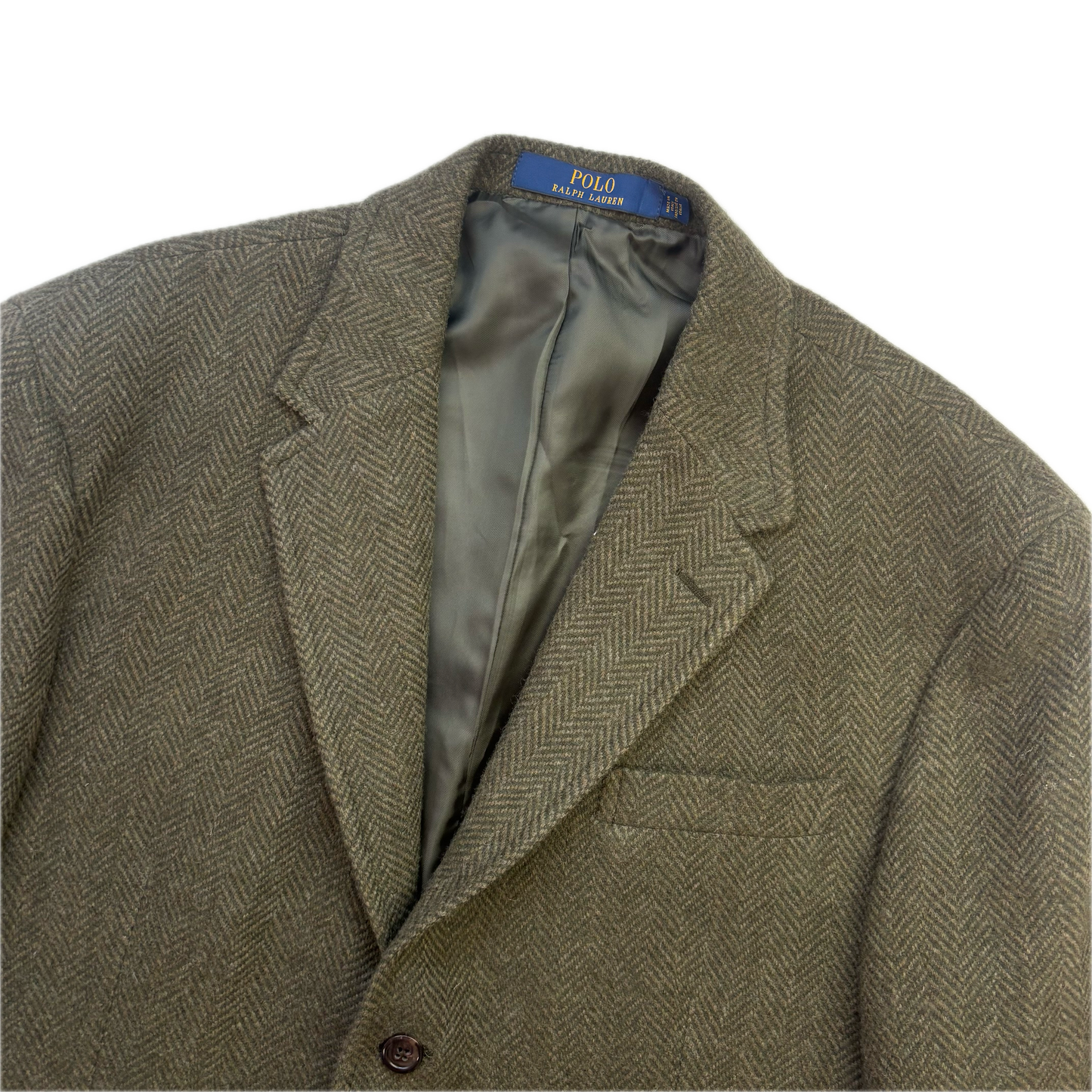 Polo Ralph Lauren Green Herringbone Blazer Sports Coat (Wool Blend) - 46R