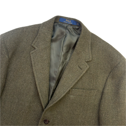 Polo Ralph Lauren Green Herringbone Blazer Sports Coat (Wool Blend) - 46R