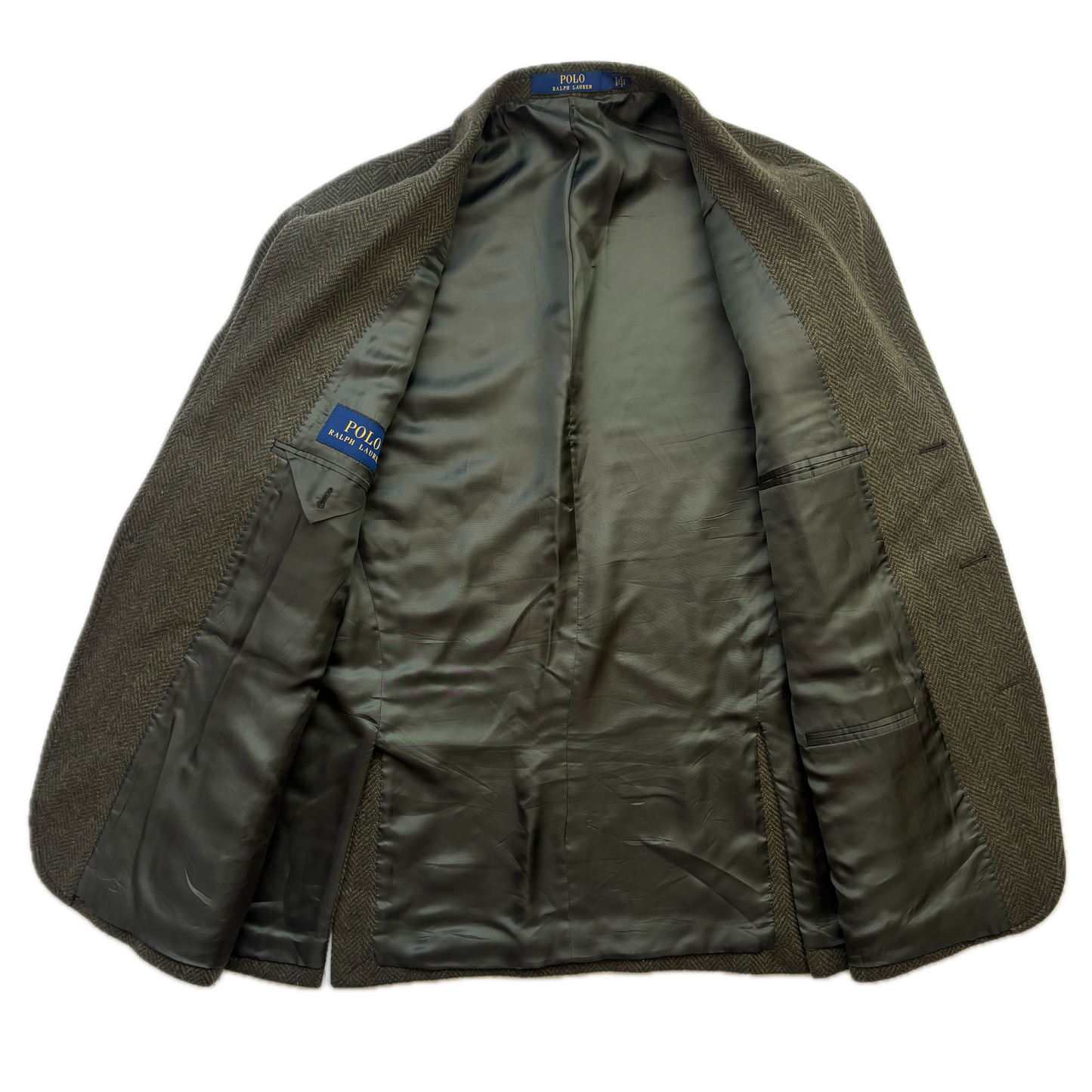 Polo Ralph Lauren Green Herringbone Blazer Sports Coat (Wool Blend) - 46R