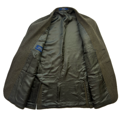 Polo Ralph Lauren Green Herringbone Blazer Sports Coat (Wool Blend) - 46R
