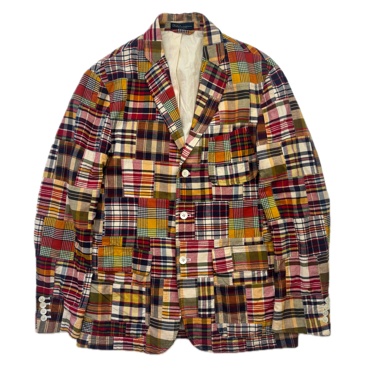 Polo Ralph Lauren Patchwork Madras Plaid Blazer Sports Jacket (Cotton) - L