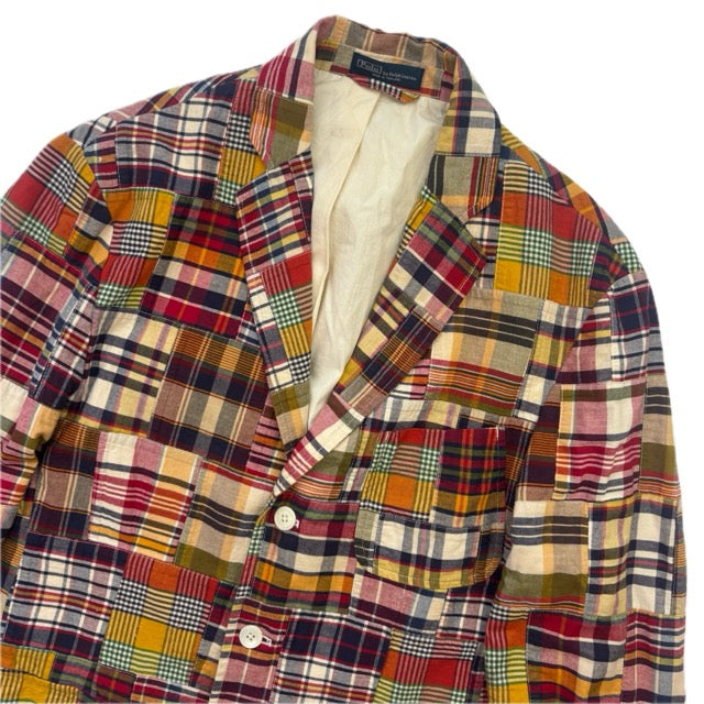 Polo Ralph Lauren Patchwork Madras Plaid Blazer Sports Jacket (Cotton) - L