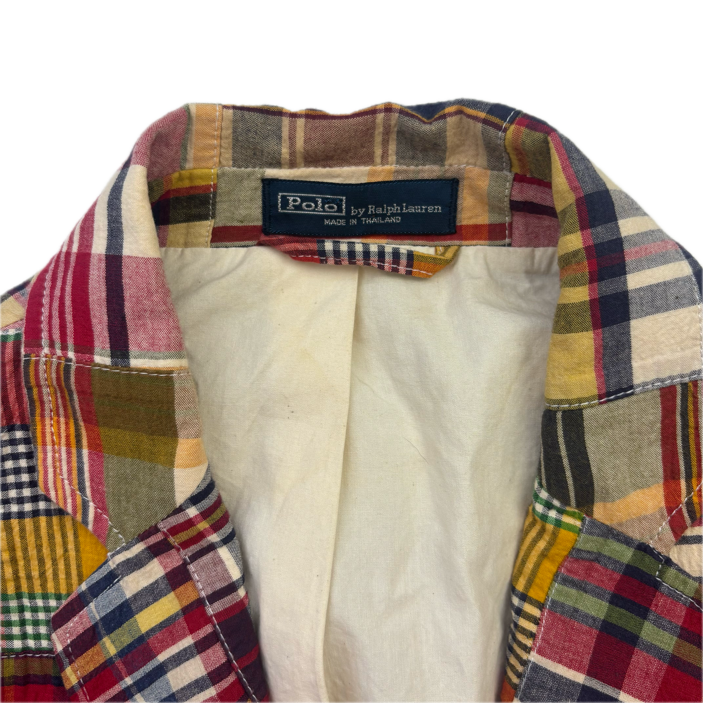 Polo Ralph Lauren Patchwork Madras Plaid Blazer Sports Jacket (Cotton) - L