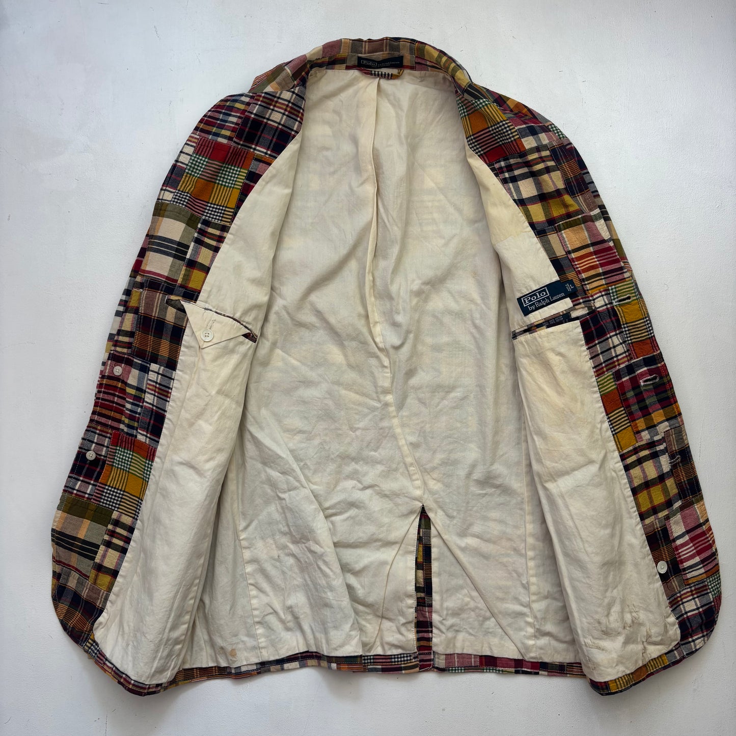 Polo Ralph Lauren Patchwork Madras Plaid Blazer Sports Jacket (Cotton) - L