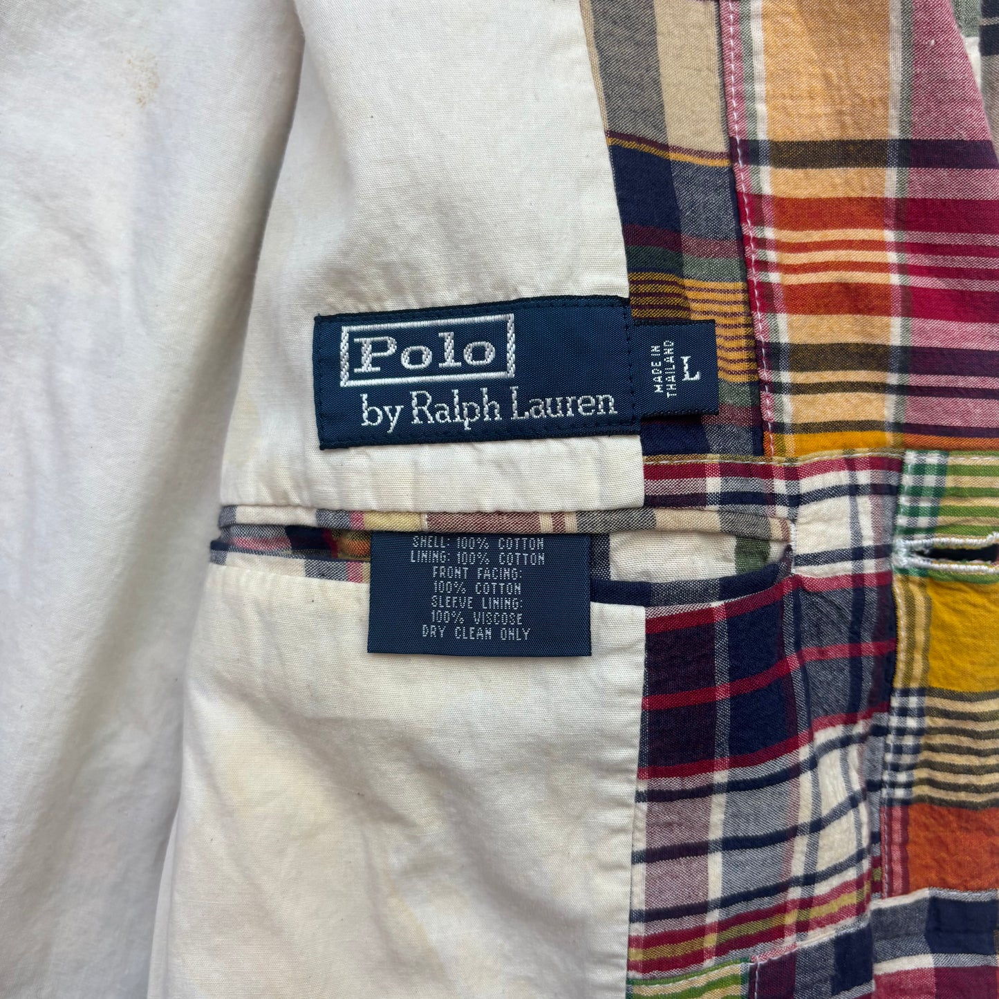 Polo Ralph Lauren Patchwork Madras Plaid Blazer Sports Jacket (Cotton) - L