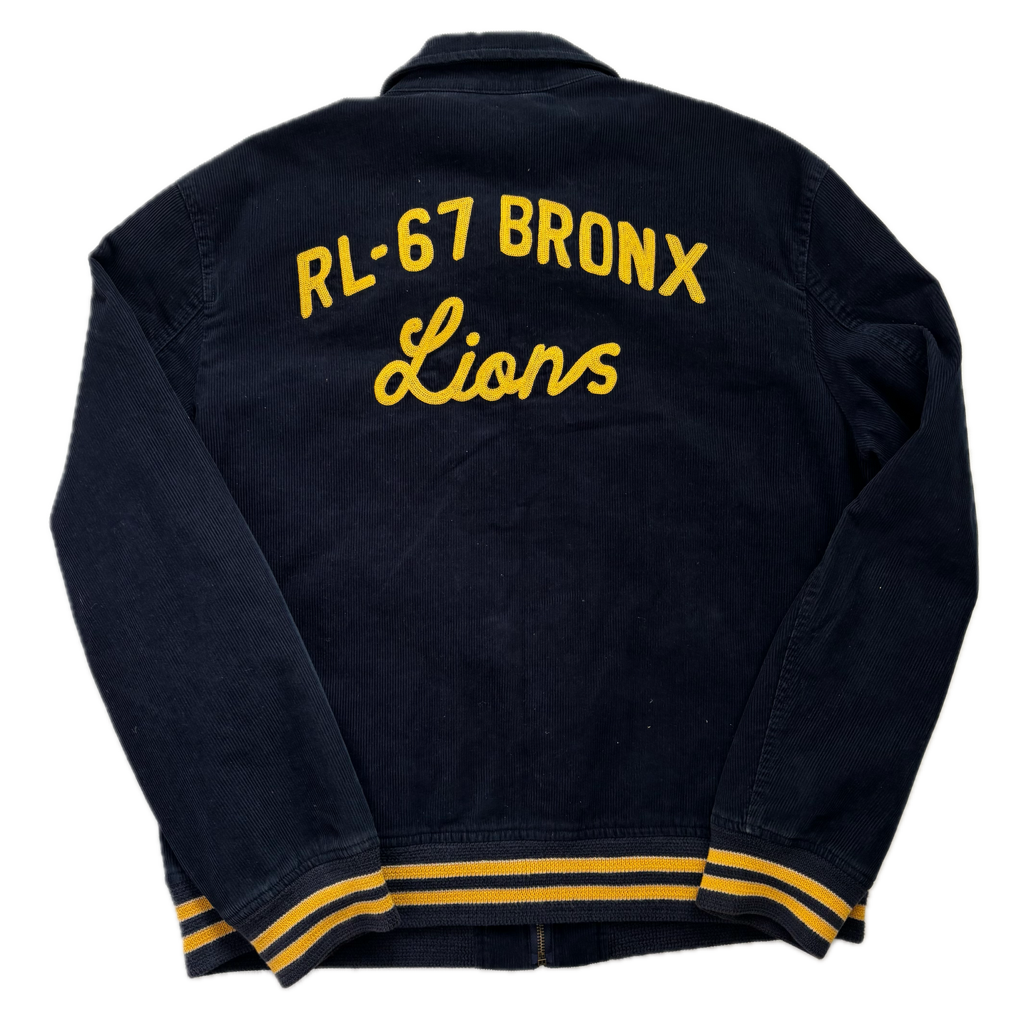 Navy Corduroy Varsity Bronx Lions Letterman Jacket - XL