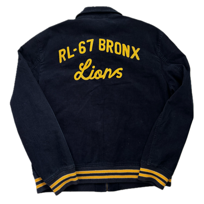 Navy Corduroy Varsity Bronx Lions Letterman Jacket - XL