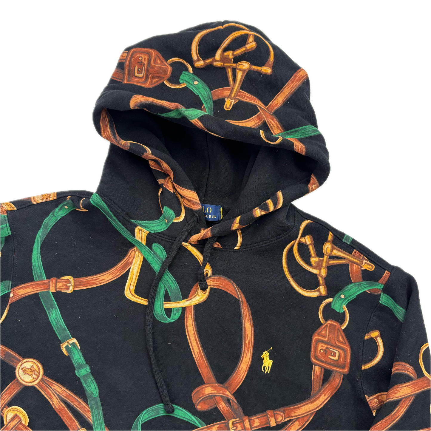 Polo Ralph Lauren Black Equestrian Print Hoodie - M
