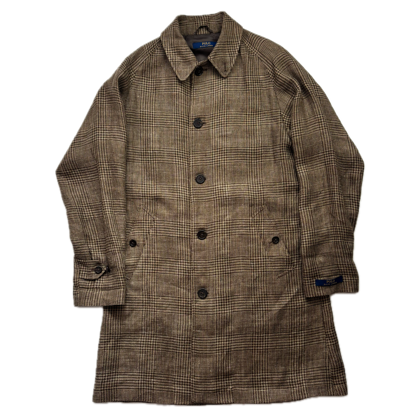 Polo Ralph Lauren Glen Plaid Over Coat Balmacaan Tweed (Linen Silk) - 40R