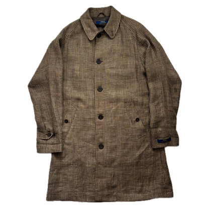 Polo Ralph Lauren Glen Plaid Over Coat Balmacaan Tweed (Linen Silk) - 40R