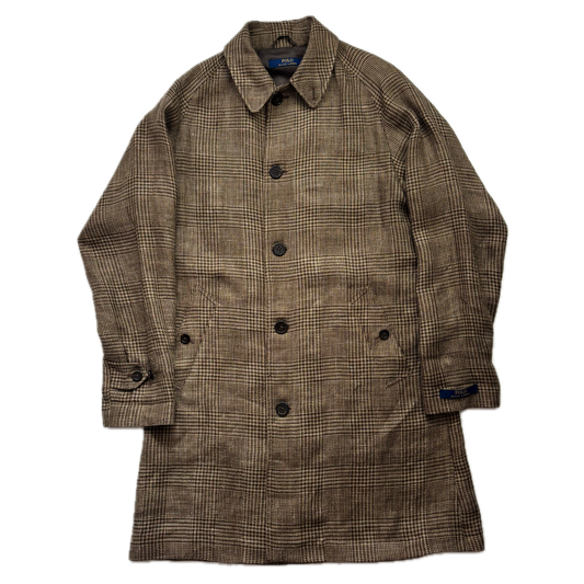 Polo Ralph Lauren Glen Plaid Over Coat Balmacaan Tweed (Linen Silk) - 40R