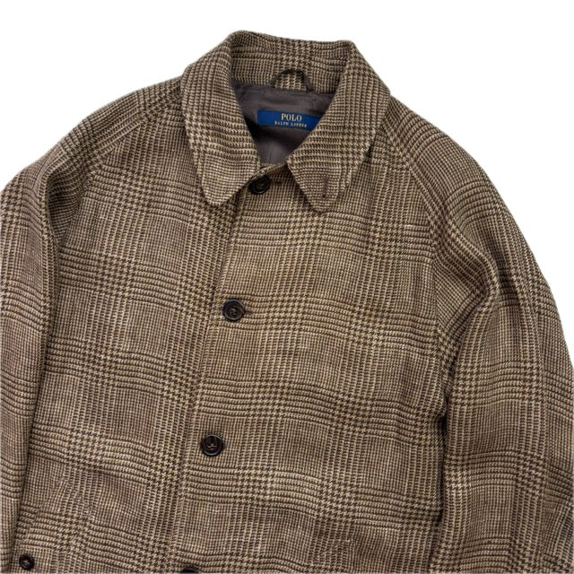 Polo Ralph Lauren Glen Plaid Over Coat Balmacaan Tweed (Linen Silk) - 40R