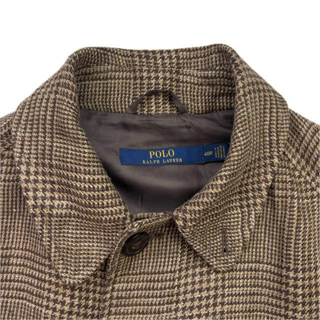 Polo Ralph Lauren Glen Plaid Over Coat Balmacaan Tweed (Linen Silk) - 40R