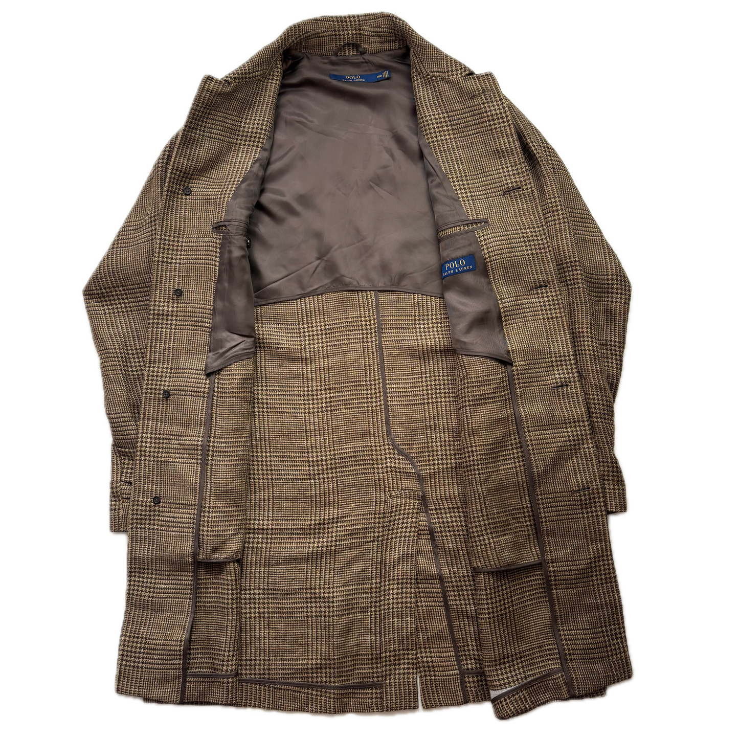 Polo Ralph Lauren Glen Plaid Over Coat Balmacaan Tweed (Linen Silk) - 40R