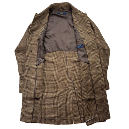 Polo Ralph Lauren Glen Plaid Over Coat Balmacaan Tweed (Linen Silk) - 40R
