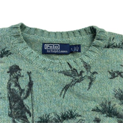 Polo Ralph Lauren Green Sportsman Hunting Print Jumper (Wool) - M