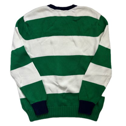 Polo Ralph Lauren Green White Striped Yacht  Club Jumper Sweater - L