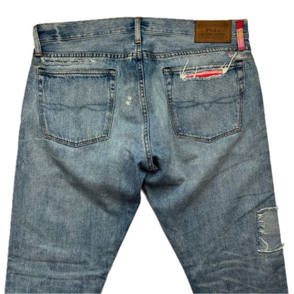 Polo Ralph Lauren Sullivan Slim Jeans Camo Serape Aztec Southwestern Patchwork Distressed - 34x32
