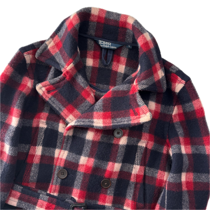Polo Ralph Lauren Red Navy Plaid Belted Double Breasted Coat (Wool) - M