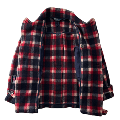 Polo Ralph Lauren Red Navy Plaid Belted Double Breasted Coat (Wool) - M