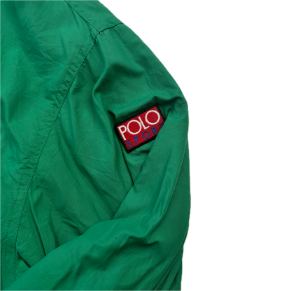 Green Sport Hi-Tech Patch Windbreaker Fleece Lined Jacket - L