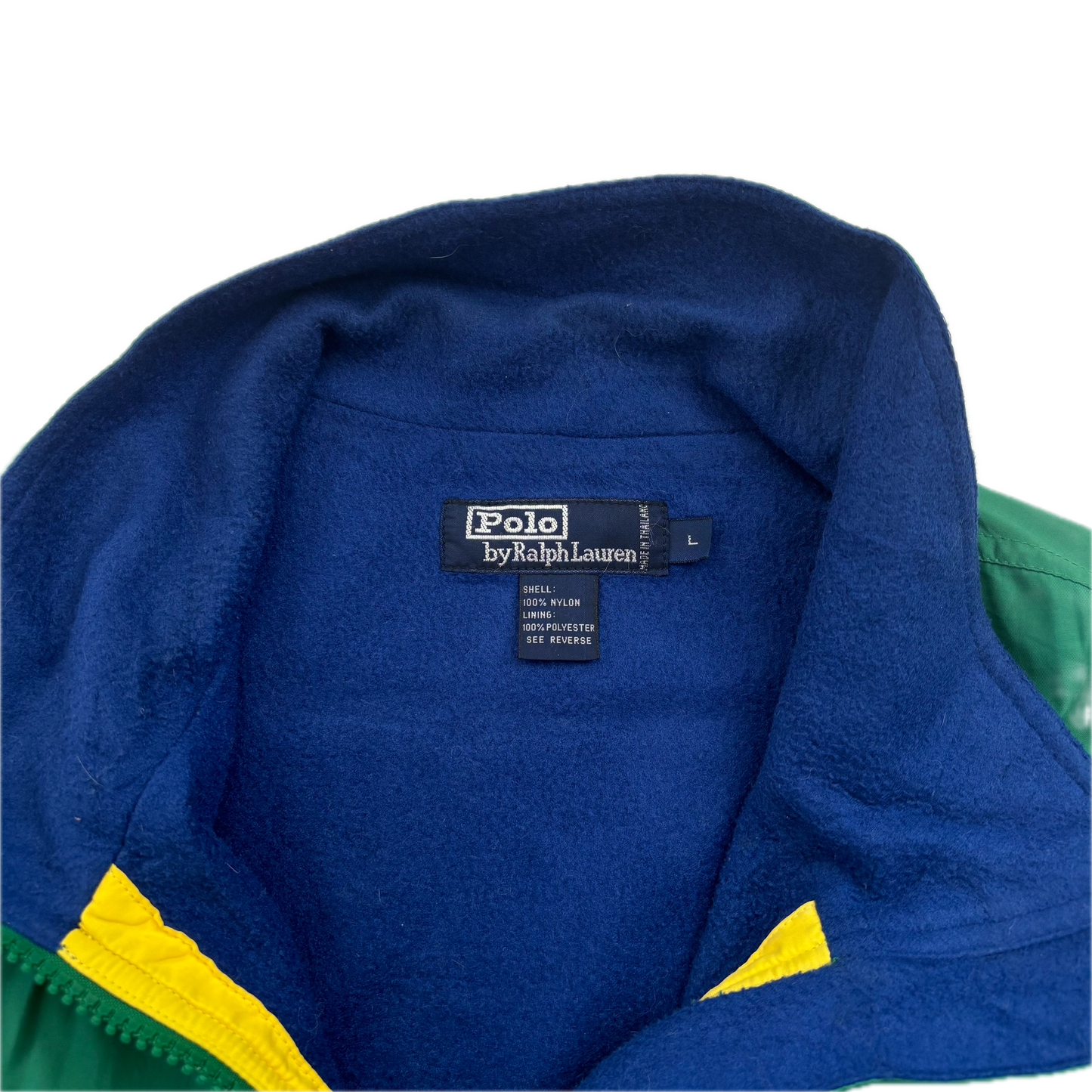 Green Sport Hi-Tech Patch Windbreaker Fleece Lined Jacket - L