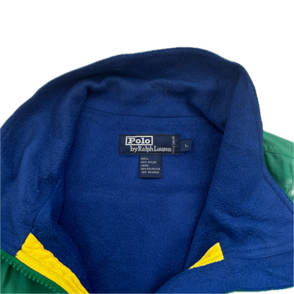 Green Sport Hi-Tech Patch Windbreaker Fleece Lined Jacket - L