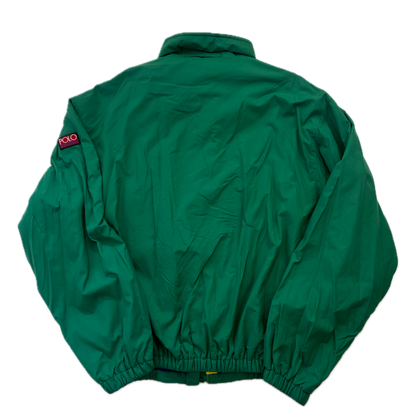 Green Sport Hi-Tech Patch Windbreaker Fleece Lined Jacket - L