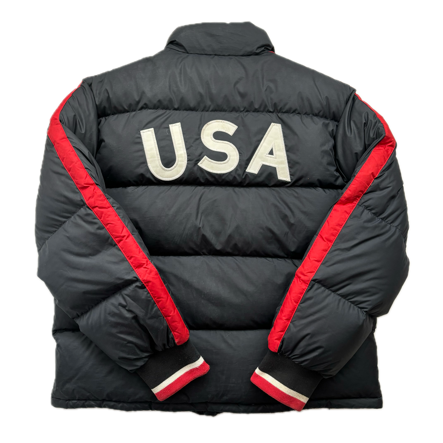 Black USA Winter Event Puffer Jacket Down Coat Lake Placid - L