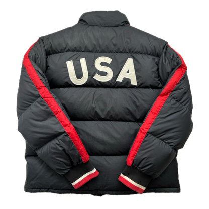 Black USA Winter Event Puffer Jacket Down Coat Lake Placid - L