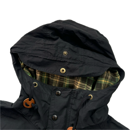 Black Rain Coat Hooded Parka - L