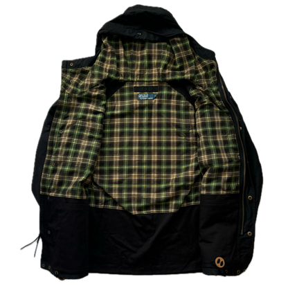 Black Rain Coat Hooded Parka - L